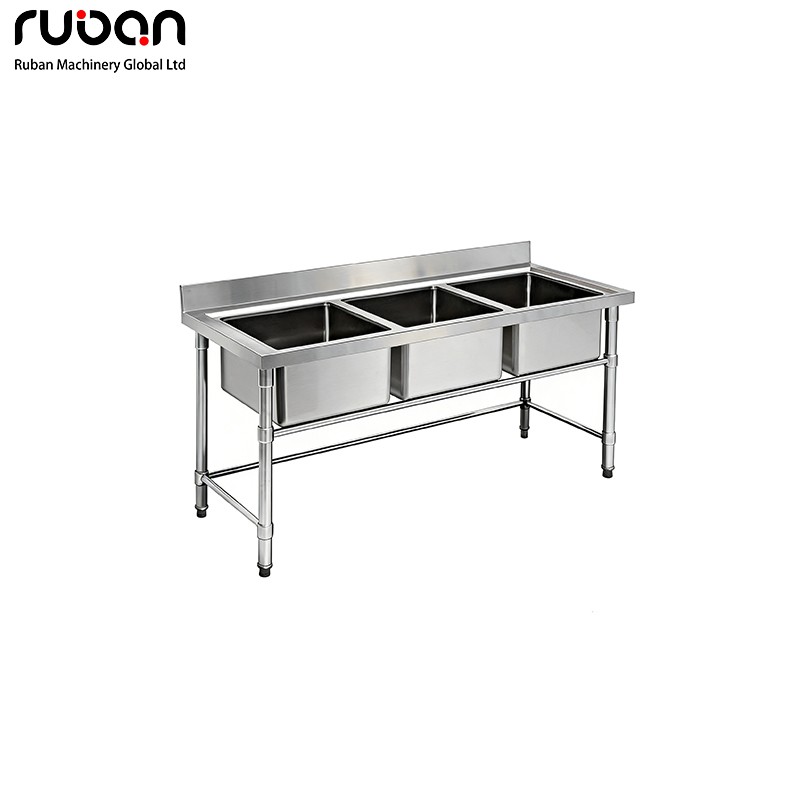 حوض مطبخ تجاري شديد التحمل مصنوع من الفولاذ المقاوم للصدأ، مناسب للمطاعم - روبان