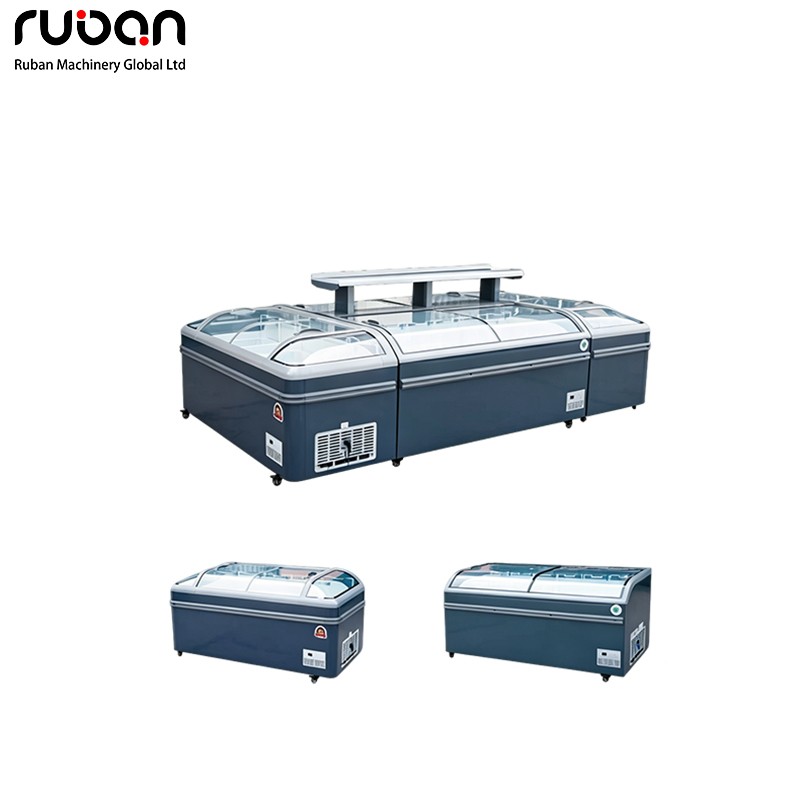 فريزر جزيرة تجاري أوروبي منحني الزجاج - Ruban