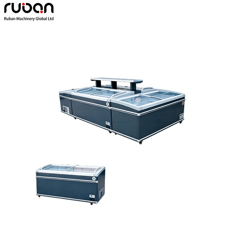 ثلاجة عرض تجارية اقتصادية متعددة الاستخدامات بتصميم جزيرة وفريزر مدمج - Ruban